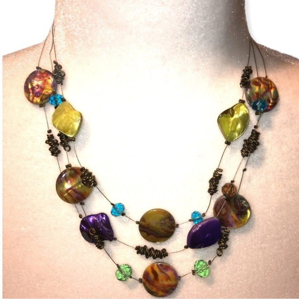 Necklace Colorful Layered Stones‎ Fashion Jewelry